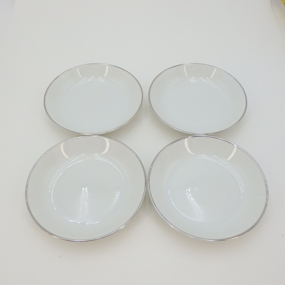 4x Crown Bavaria Germany White Porcelain Silver Rim Small Bowls 5.25" Elegance